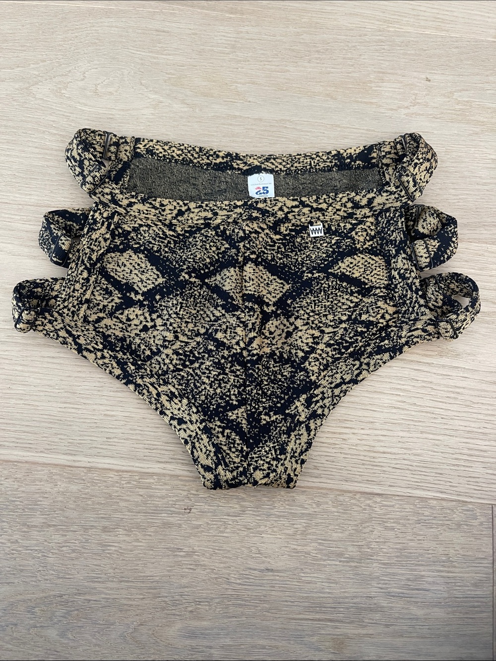 High-Waist Women’s Swim Coverup Bottoms in Black and Tan